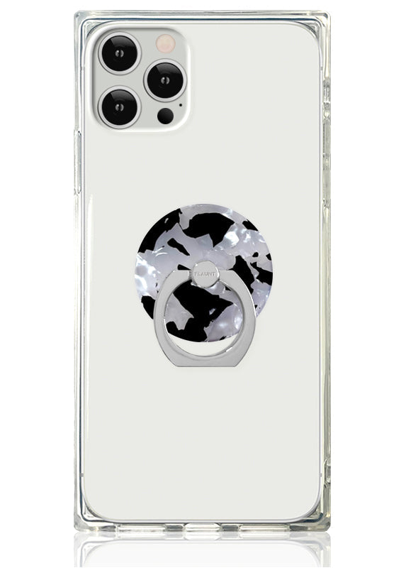 Black & White Tortoise Shell Adhesive Phone Ring Stand