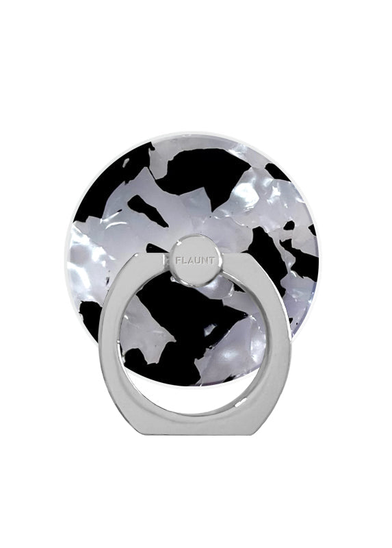 Black & White Tortoise Shell Adhesive Phone Ring Stand