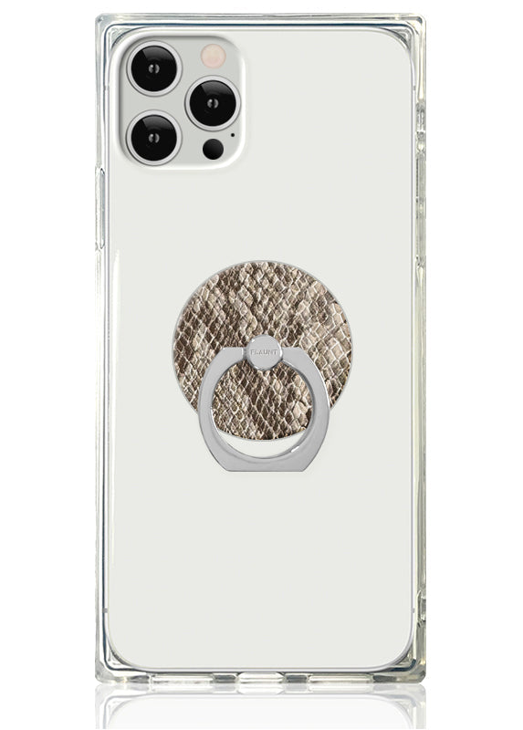 Nude Python Faux Leather Adhesive Phone Ring Stand
