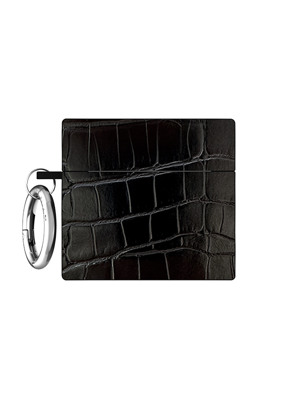 SQUARE® Black Crocodile Faux Leather AirPods Case