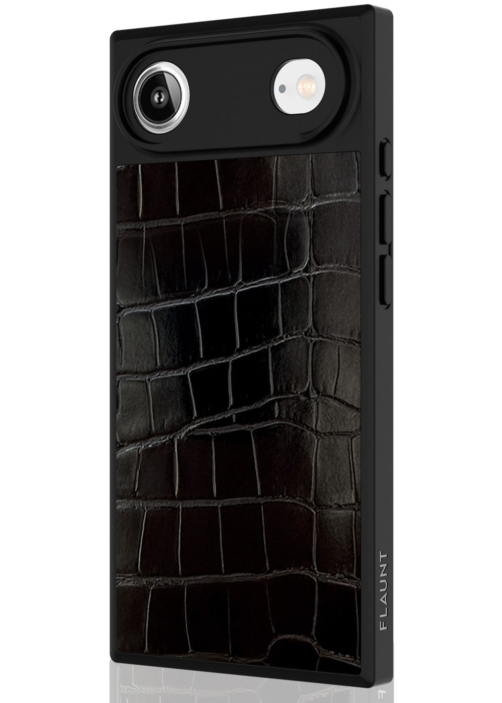 SQUARE® Black Crocodile Faux Leather iPhone Case