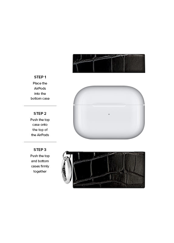 SQUARE® Black Crocodile Faux Leather AirPods Case