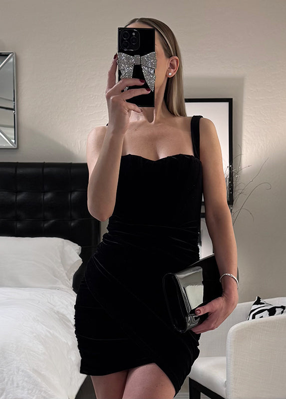 Elite Collection - SQUARE® Black Velvet Bow Brilliance iPhone Case (Not MagSafe Compatible)