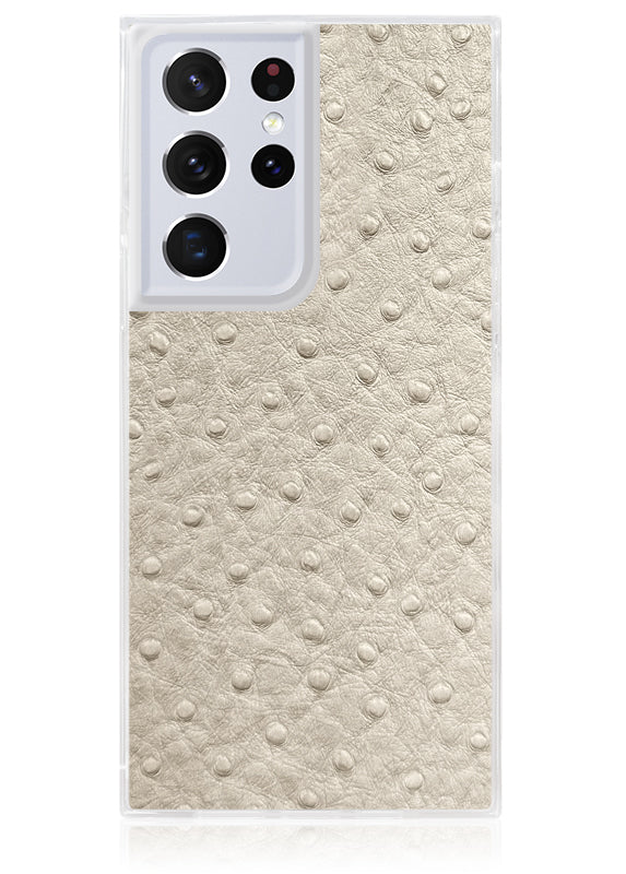 SQUARE® Ivory Ostrich Faux Leather Galaxy Case