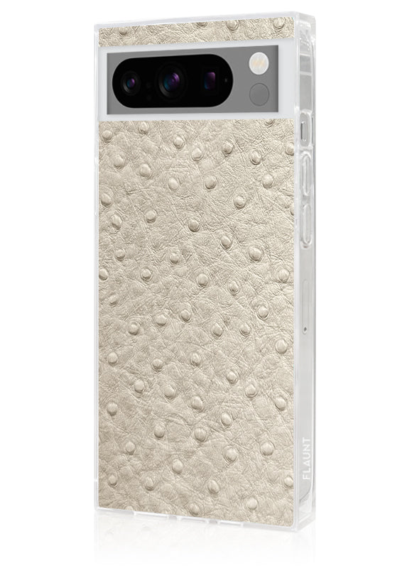 SQUARE® Ivory Ostrich Faux Leather Pixel Case