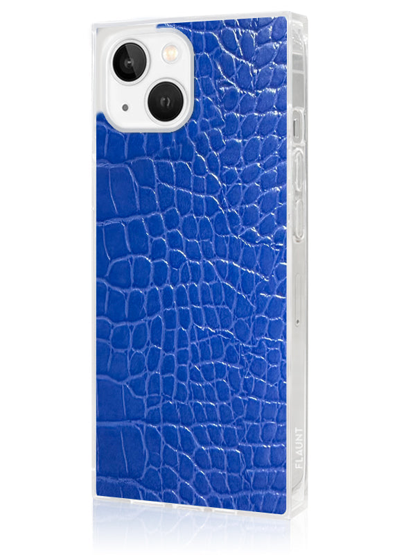 SQUARE® Blue Crocodile Faux Leather iPhone Case