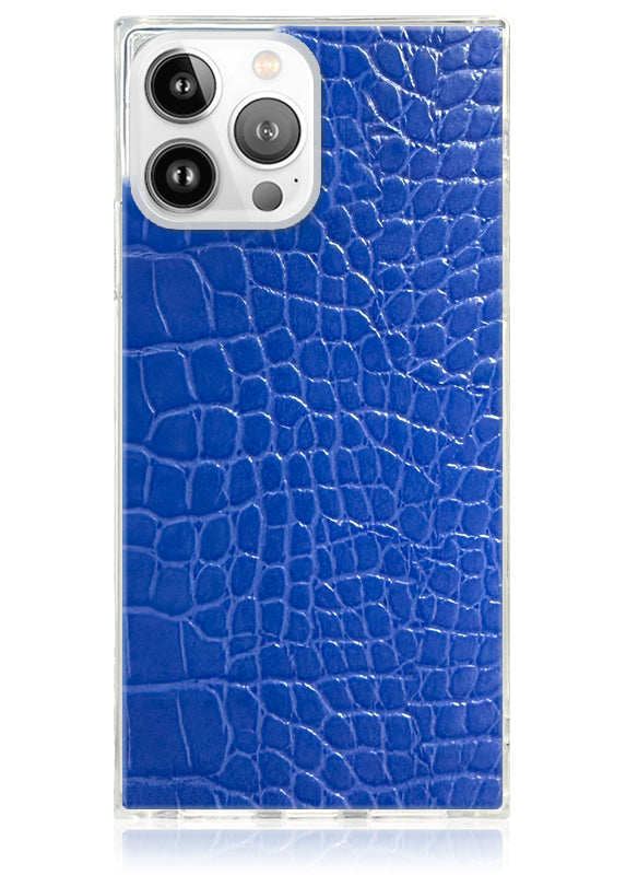 SQUARE® Blue Crocodile Faux Leather iPhone Case