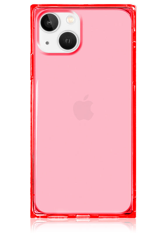 SQUARE® Clear Neon Pink iPhone Case