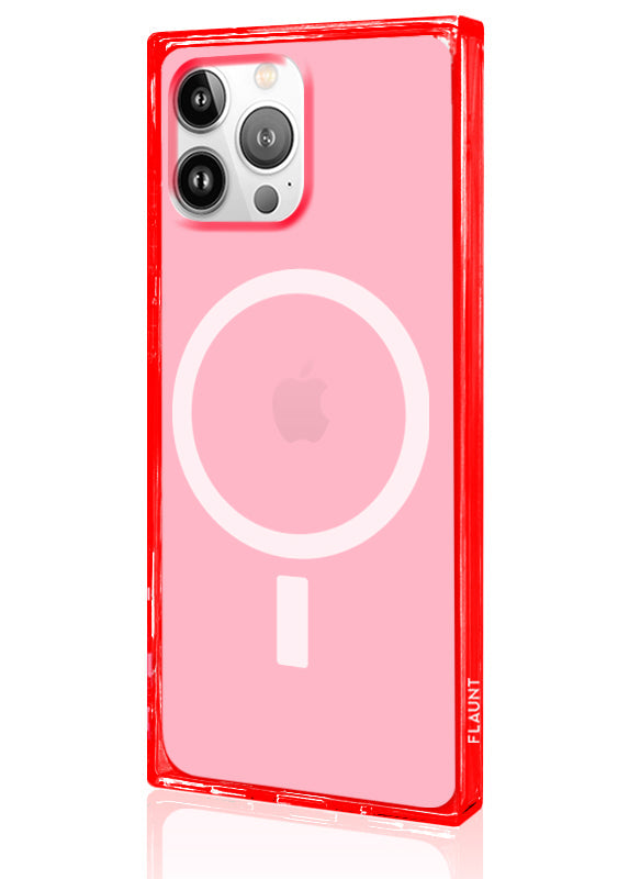 SQUARE® Clear Neon Pink iPhone Case