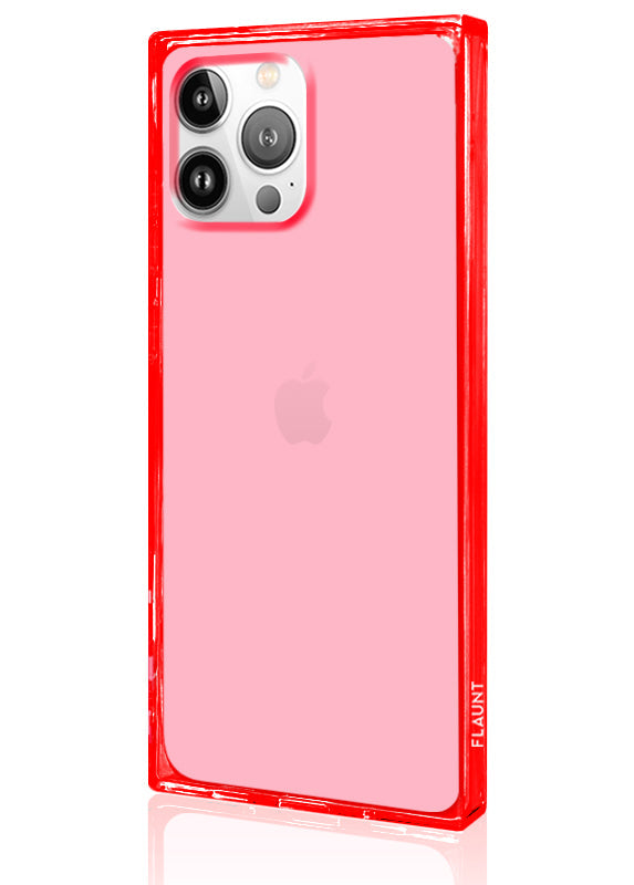 SQUARE® Clear Neon Pink iPhone Case