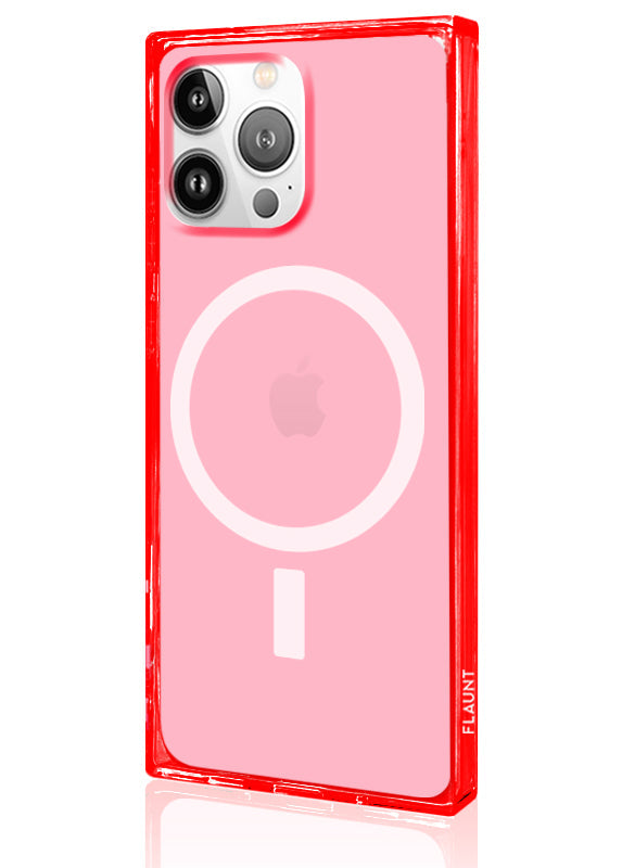 SQUARE® Clear Neon Pink iPhone Case