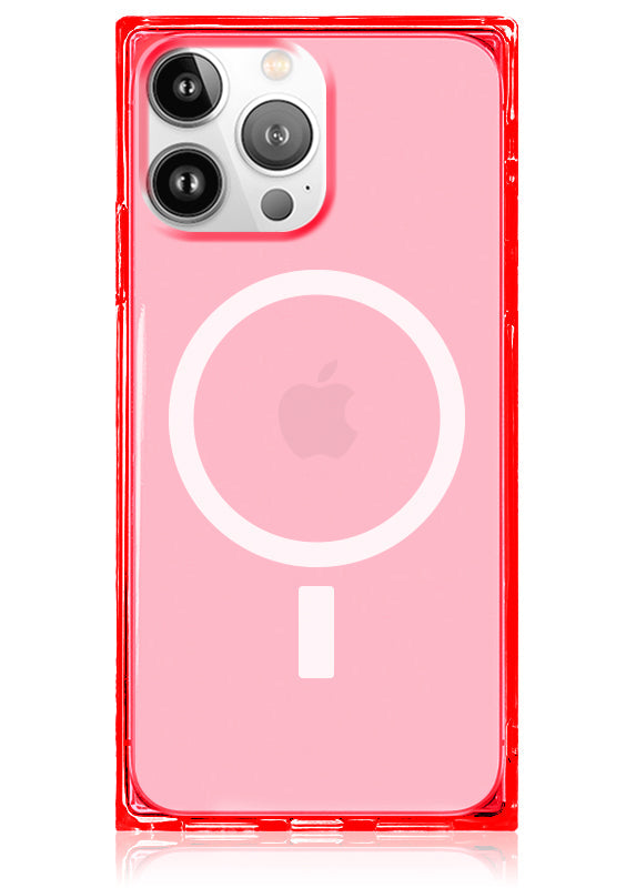 SQUARE® Clear Neon Pink iPhone Case