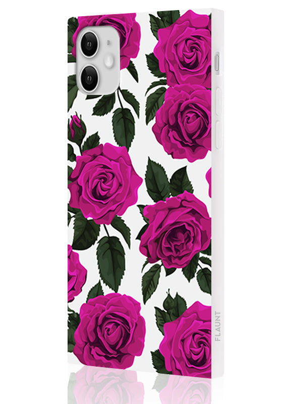 SQUARE® Fuchsia Rose Print iPhone Case