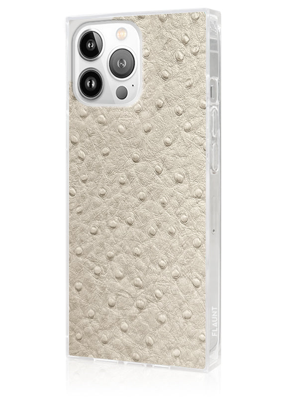 SQUARE® Ivory Ostrich Faux Leather iPhone Case