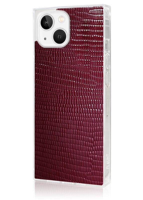 SQUARE® Burgundy Lizard Faux Leather iPhone Case