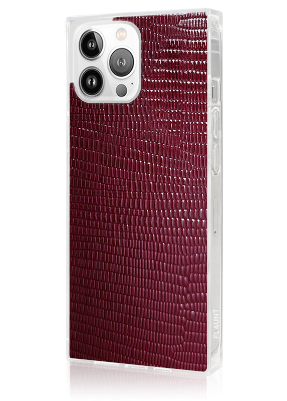 SQUARE® Burgundy Lizard Faux Leather iPhone Case