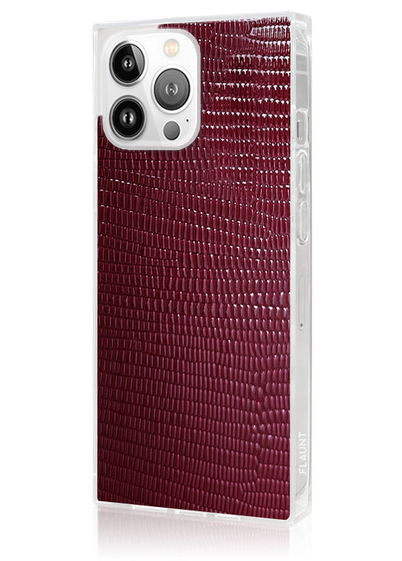 SQUARE® Burgundy Lizard Faux Leather iPhone Case