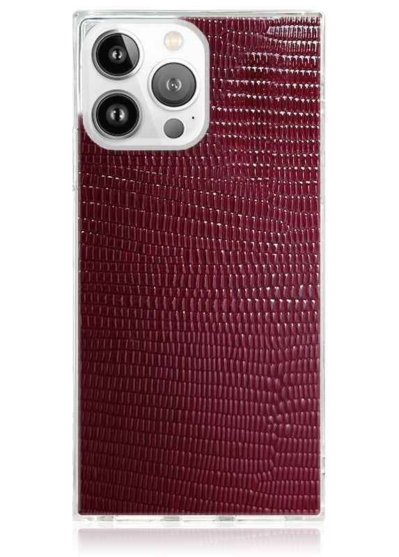 SQUARE® Burgundy Lizard Faux Leather iPhone Case
