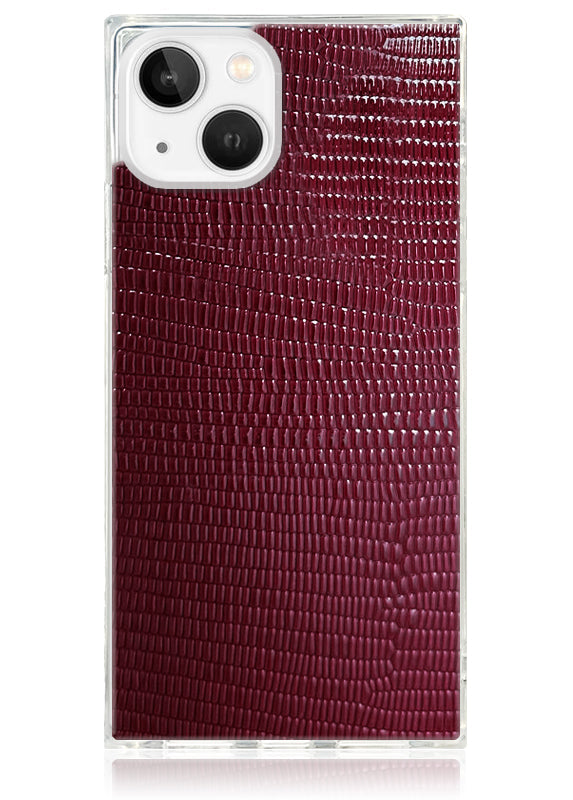 SQUARE® Burgundy Lizard Faux Leather iPhone Case