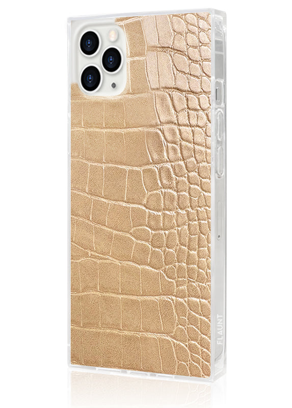 SQUARE® Tan Crocodile Faux Leather iPhone Case