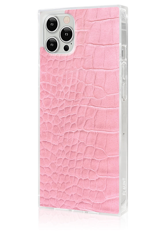 SQUARE® Pink Crocodile Faux Leather iPhone Case