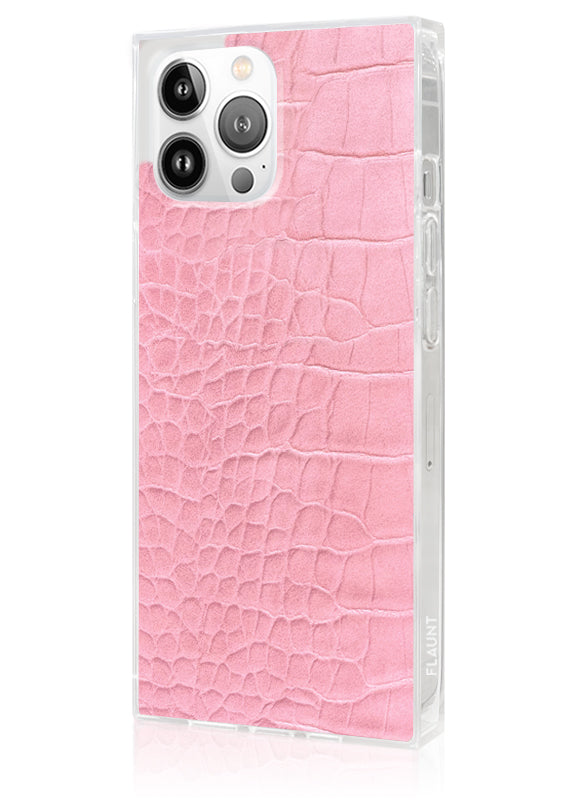 SQUARE® Pink Crocodile Faux Leather iPhone Case