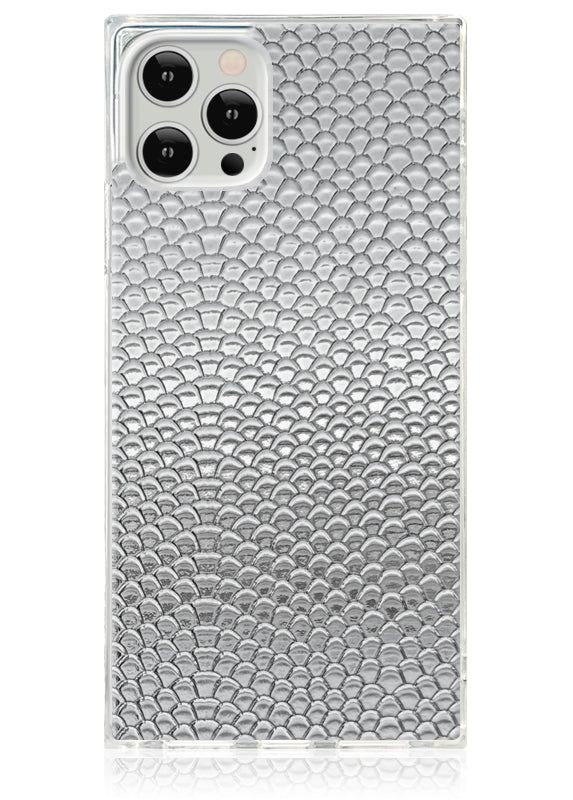 SQUARE® Silver Metallic Snakeskin Faux Leather iPhone Case