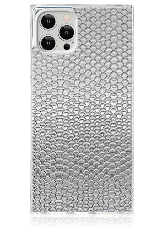SQUARE® Silver Metallic Snakeskin Faux Leather iPhone Case