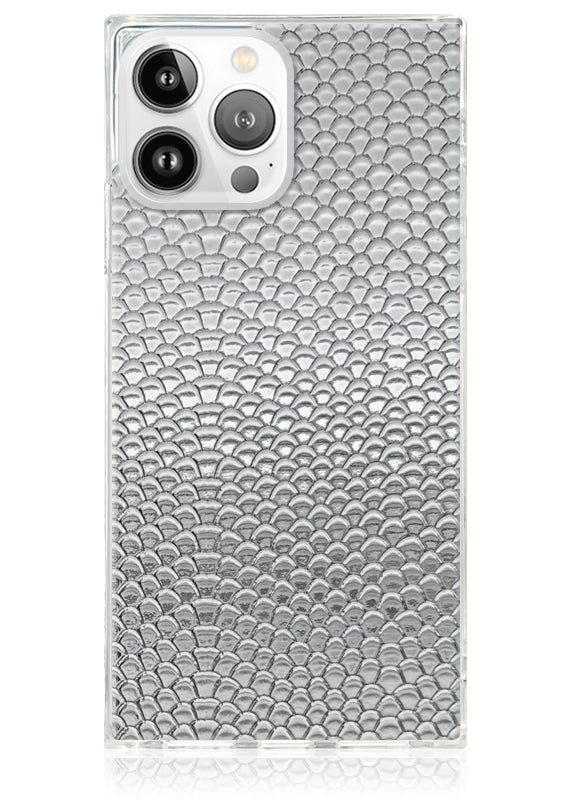 SQUARE® Silver Metallic Snakeskin Faux Leather iPhone Case