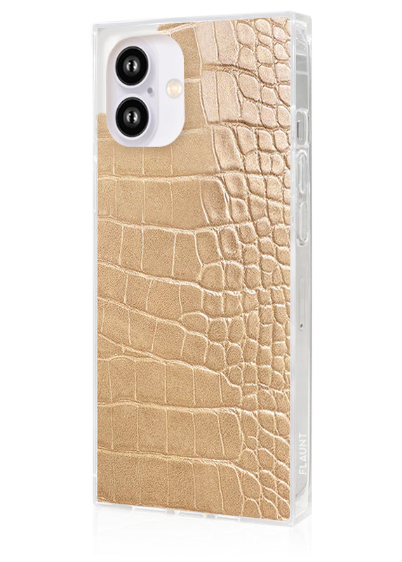 SQUARE® Tan Crocodile Faux Leather iPhone Case