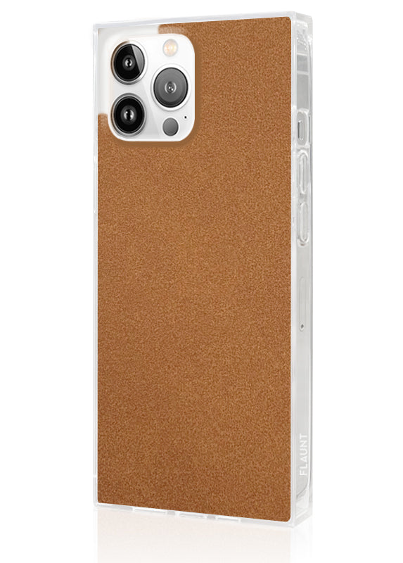 SQUARE® Tan Suede Faux Leather iPhone Case