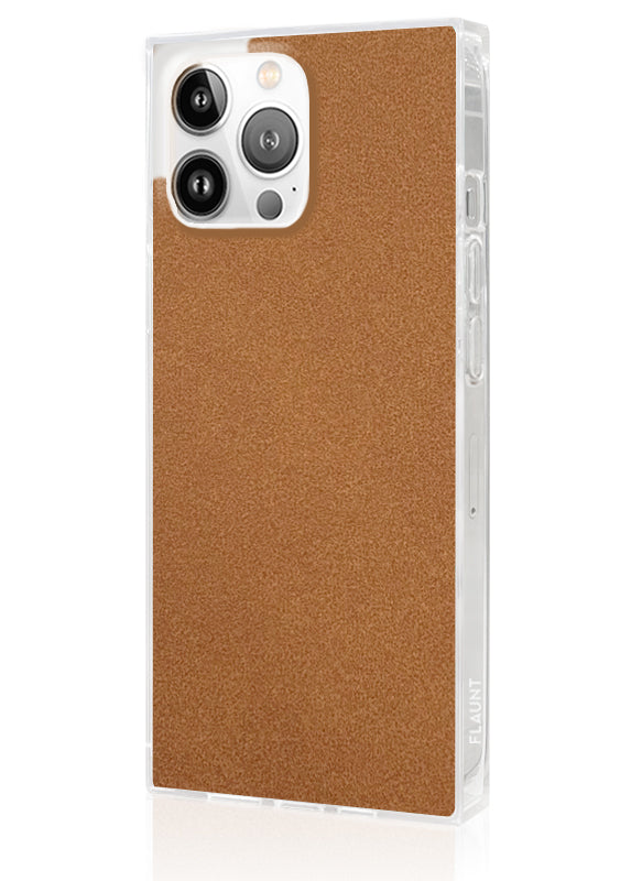 SQUARE® Tan Suede Faux Leather iPhone Case