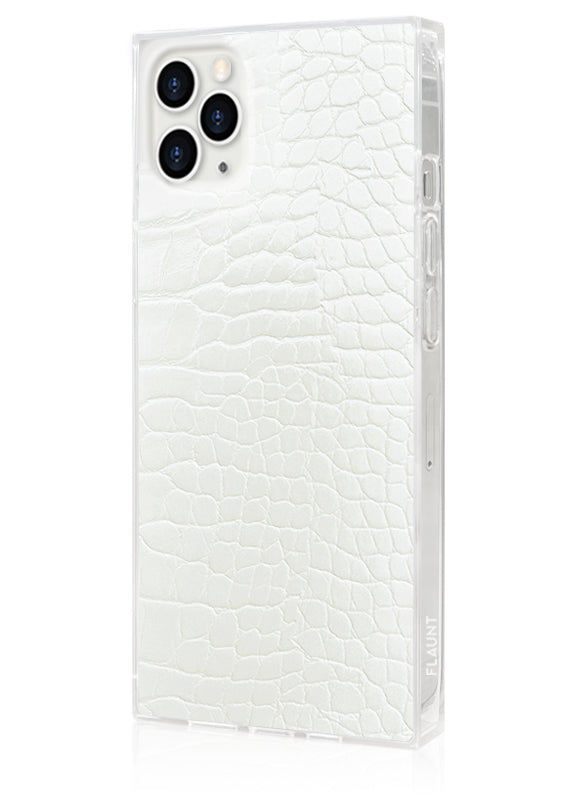 SQUARE® White Crocodile Faux Leather iPhone Case