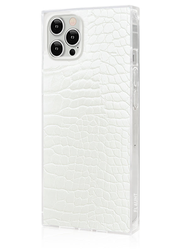 SQUARE® White Crocodile Faux Leather iPhone Case