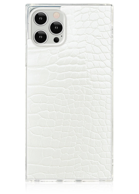 SQUARE® White Crocodile Faux Leather iPhone Case