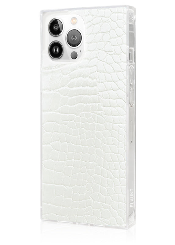 SQUARE® White Crocodile Faux Leather iPhone Case
