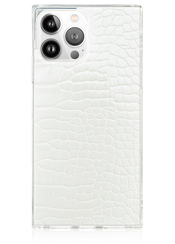 SQUARE® White Crocodile Faux Leather iPhone Case