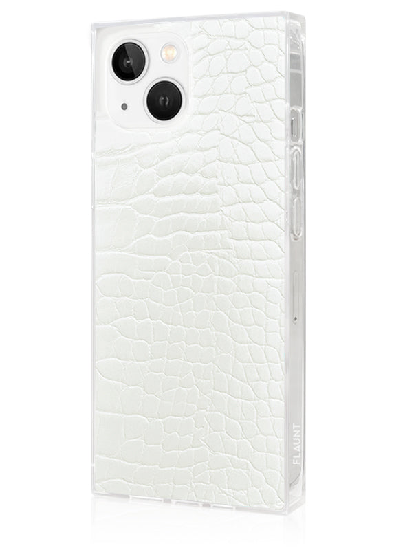 SQUARE® White Crocodile Faux Leather iPhone Case