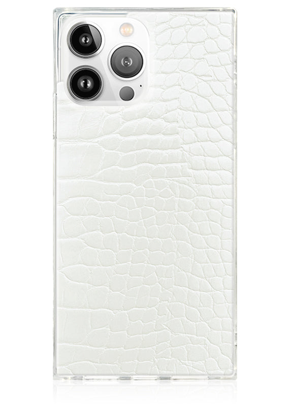 SQUARE® White Crocodile Faux Leather iPhone Case
