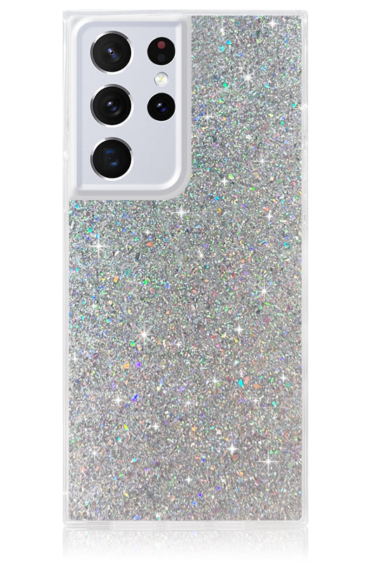 SQUARE® Silver Glitter Galaxy Case