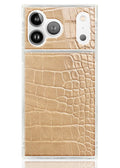 SQUARE® Tan Crocodile Faux Leather iPhone Case