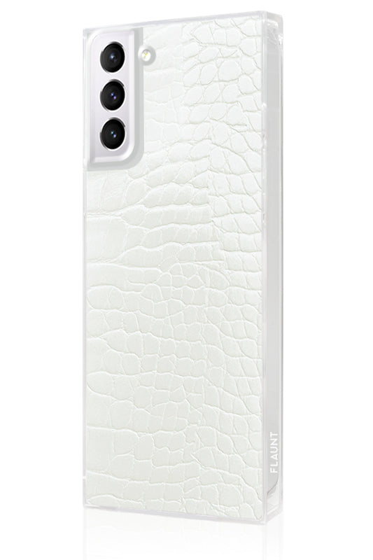 SQUARE® White Crocodile Faux Leather Galaxy Case