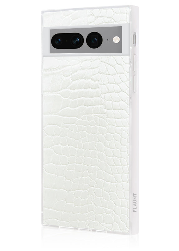 SQUARE® White Crocodile Faux Leather Pixel Case