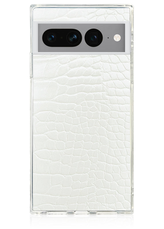 SQUARE® White Crocodile Faux Leather Pixel Case