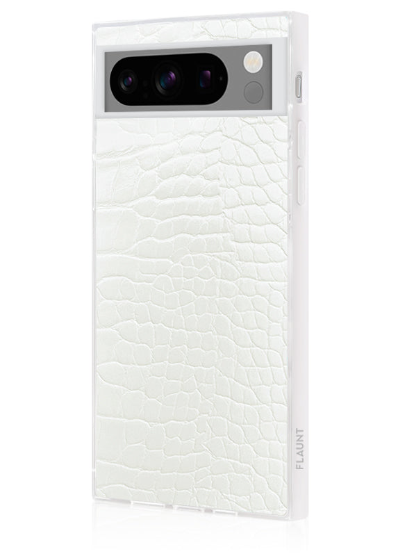 SQUARE® White Crocodile Faux Leather Pixel Case
