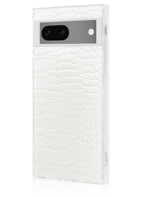 SQUARE® White Crocodile Faux Leather Pixel Case