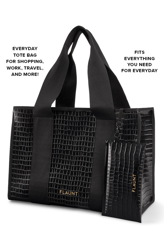 Black Crocodile Everyday Tote Bag