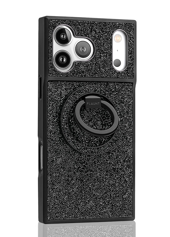 Black Crystal Elegance Premium Metallic MagSafe Phone Ring Stand (Works with MagSafe Cases Only)