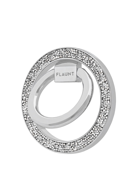 Silver Crystal Elegance Premium Metallic MagSafe Phone Ring Stand (Works with MagSafe Cases Only)