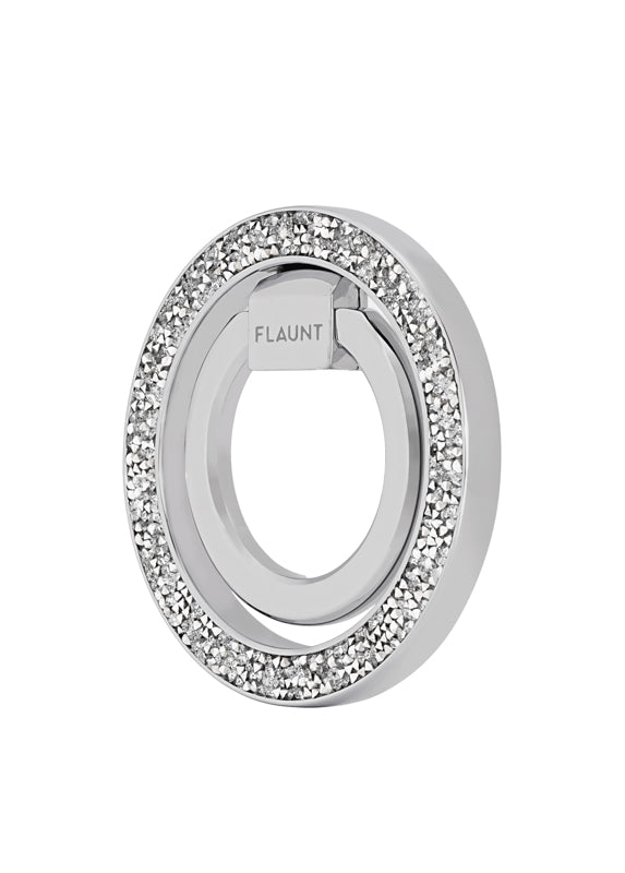 Silver Crystal Elegance Premium Metallic MagSafe Phone Ring Stand (Works with MagSafe Cases Only)